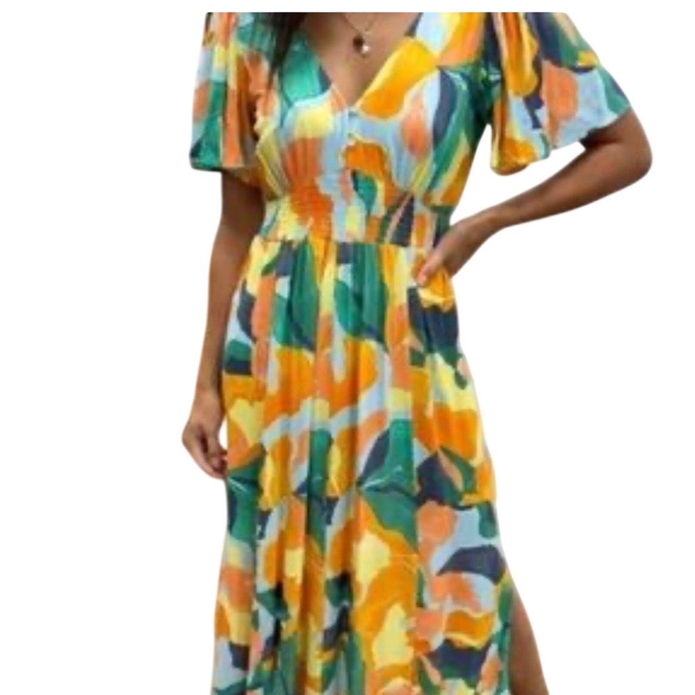Anthropologie Abe The Label Babydol Hilda Dress Sz‎ S Floral Boho Tropical
